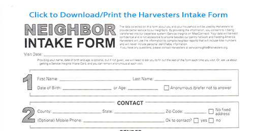 Harvesters Intake Form